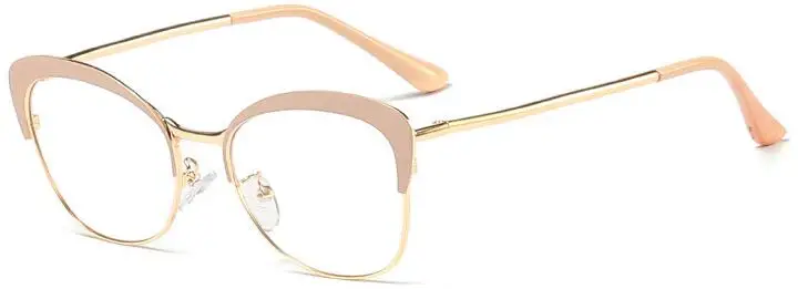 C2 clear pink Металлические полуоправы для очков для женщин, простые очки кошачий глаз, трендовые очки для близорукости, компьютерные оправы для очков, Oculos - Цвет оправы: C2 clear pink