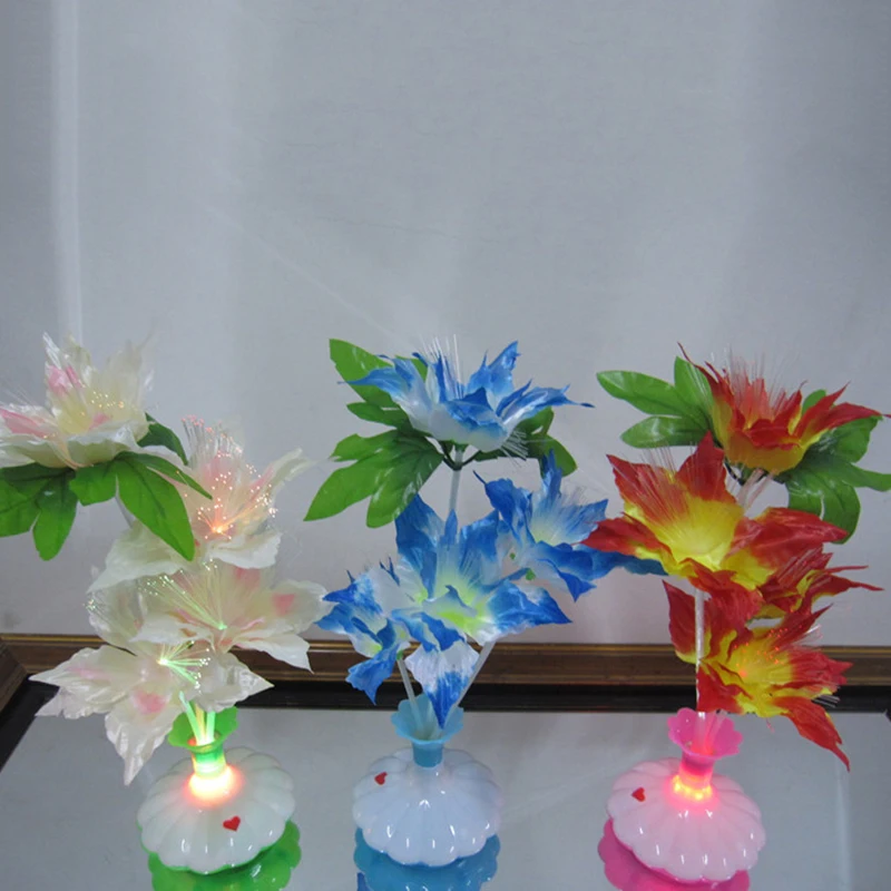 1 PC New LED Artificial flower Optical Fiber Lamp Flower Calla Lily Vase Night Light Decoration for Home Party Decor