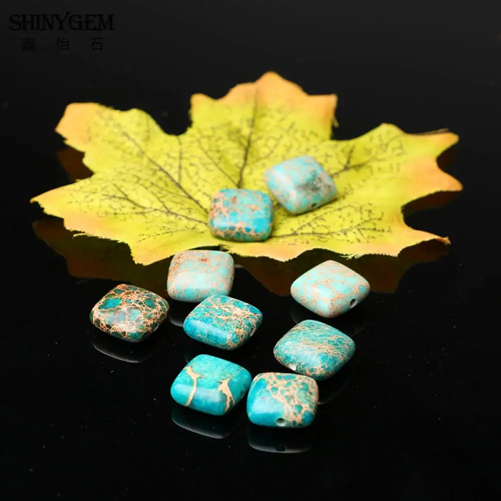 Flat Square Sea Sediment Jaspers Beads Natural Stone Loose bead 12mm For Jewelry Bracelet Making DIY DXT02301|beads natural|beads 12mmloose beads |
