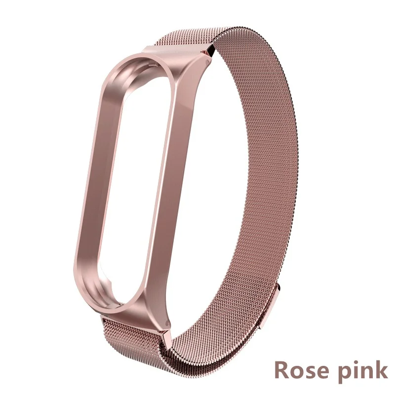Magnetic-Rose pink Mi band 4 ремешок для Xiaomi mi band 3 умный браслет металлический браслет из нержавеющей стали ремешок для Xiaomi mi band 4 mi band 3 умный Браслет - Цвет: Magnetic-Rose pink