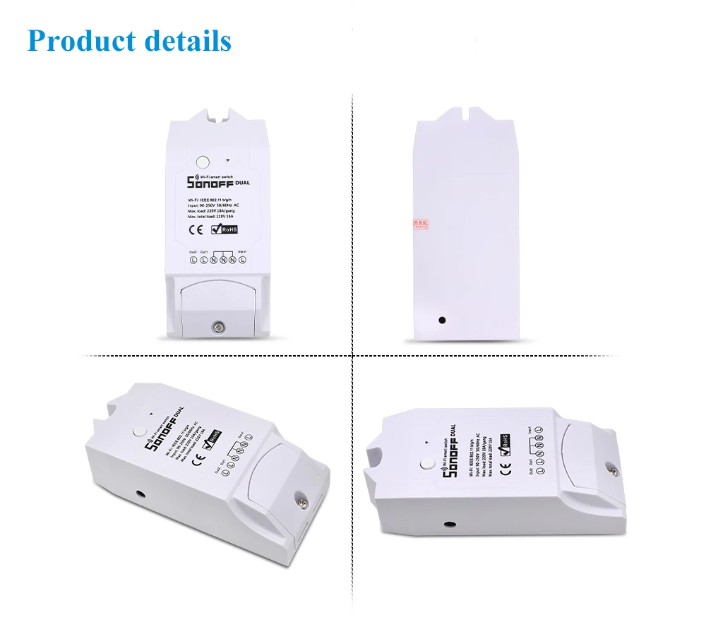 Sonoff Dual 2CH 16A 3500W Wifi Smart Switch Light Remote control Timer Wireless 2 Gang Works with Amazon Alexa Google Home | Безопасность