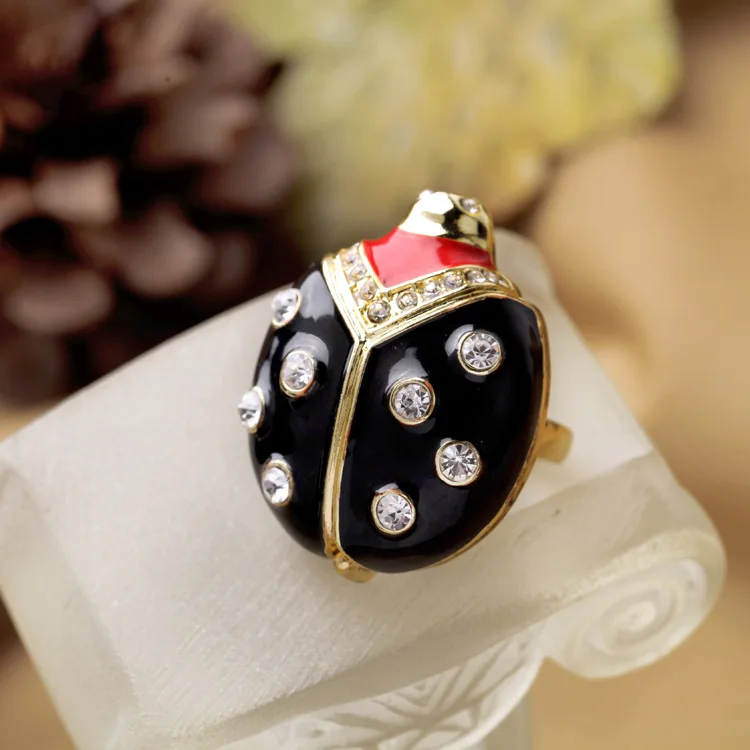 Эмалированное кольцо в виде животного для женщин золотого цвета милые Подвески