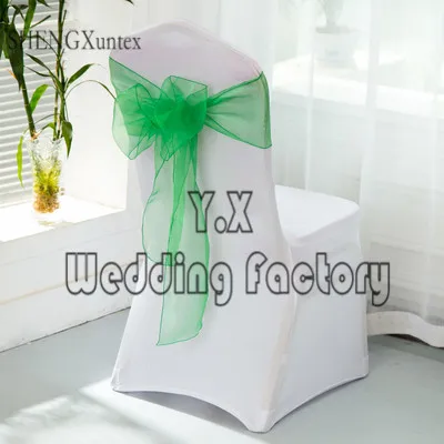 Белый чехол для стула из спандекса по низкой заводской цене 50 шт. + ленты органзы