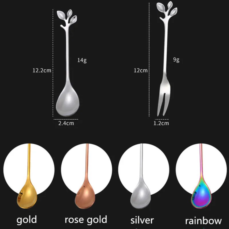2 шт./компл. Скандинавская ложка вилка из нержавеющей стали в виде листьев