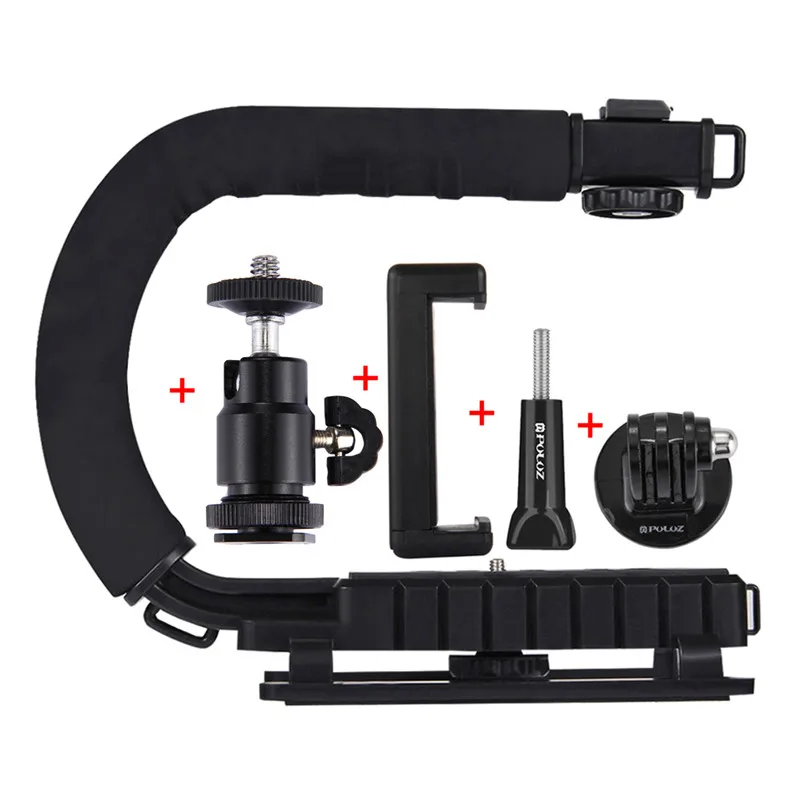 Add Accessories PULUZ DV кронштейн стабилизатор набор U/C Форма Портативный Кронштейн ручной светодиодный студийный светильник микрофон комплект для iPhone Nikon Canon - Цвет: Add Accessories