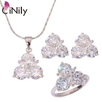 kunzite green quartz white zircon silver plated wholesale for women jewelry necklace pendant earrings ring jewelry set nt186 188