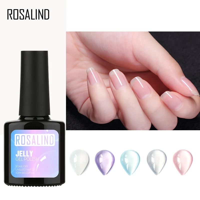 ROSALIND гель 1S Опаловый Желейный для ногтей 10 мл замачивающийся УФ Гель лак праймер