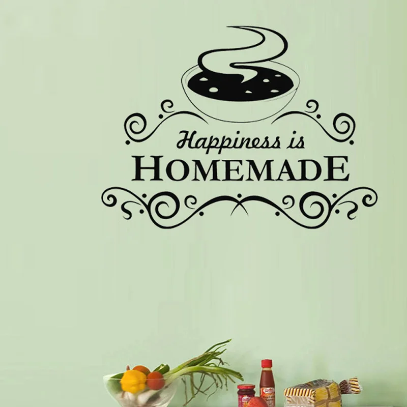 

Stickers Happiness Is Homemade Vinyl Wall Decal Cup Design Wall Art Decor Living Room Home Decor Poster Kitchen House Decoration