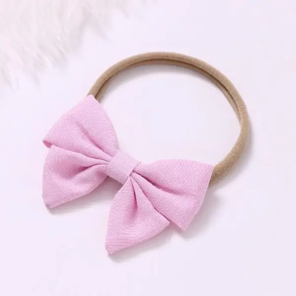 Pink with headband 2 шт./партия, Лен ткань волос бант из нейлона повязки на голову или заколки для волос, моряк лук повязки на голову или заколки девушки аксессуары для волос - Цвет: Pink with headband