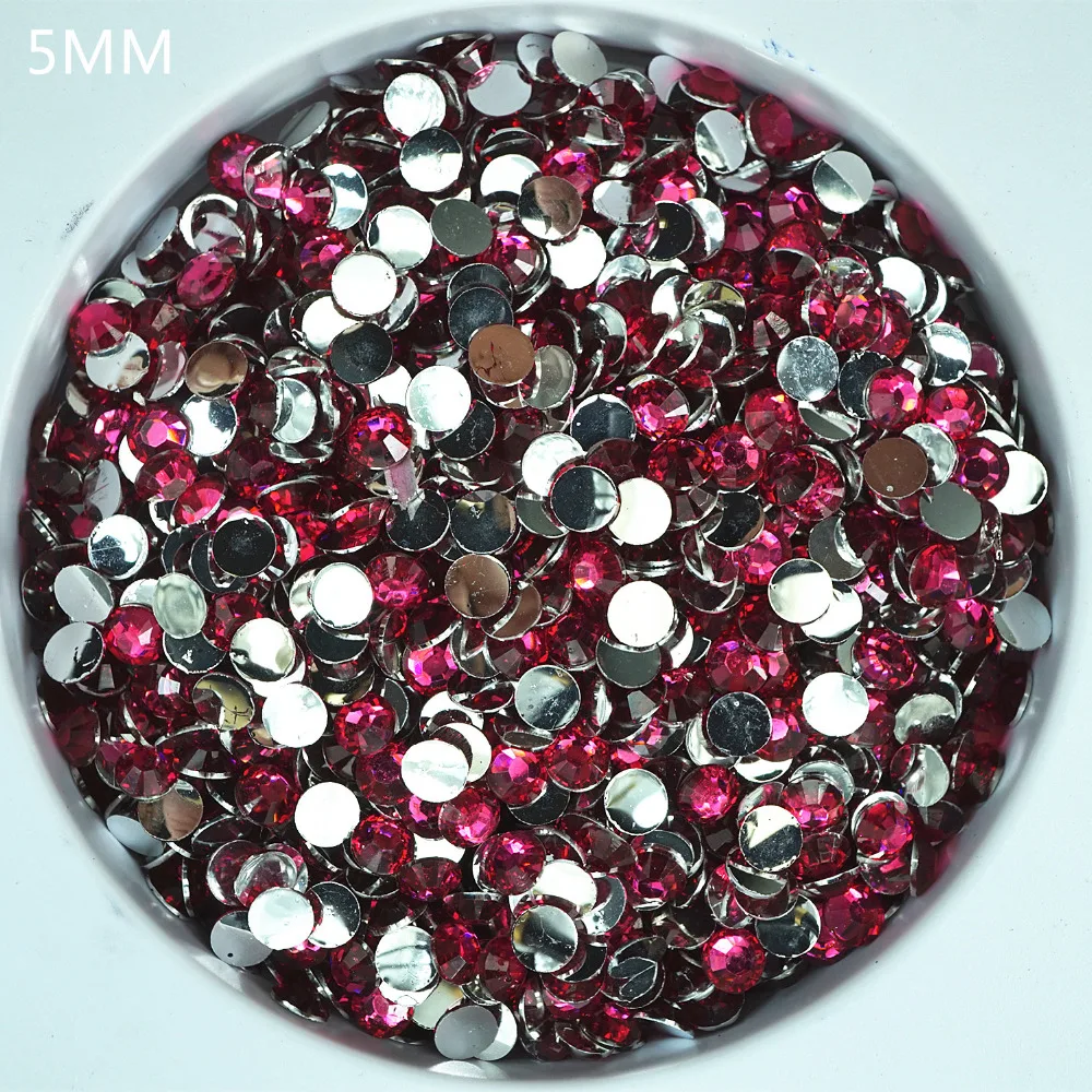 3000 шт./пакет SS22 5 0 мм круглая Смола fuschia drill the Not hotfix flatback Стразы украшения для
