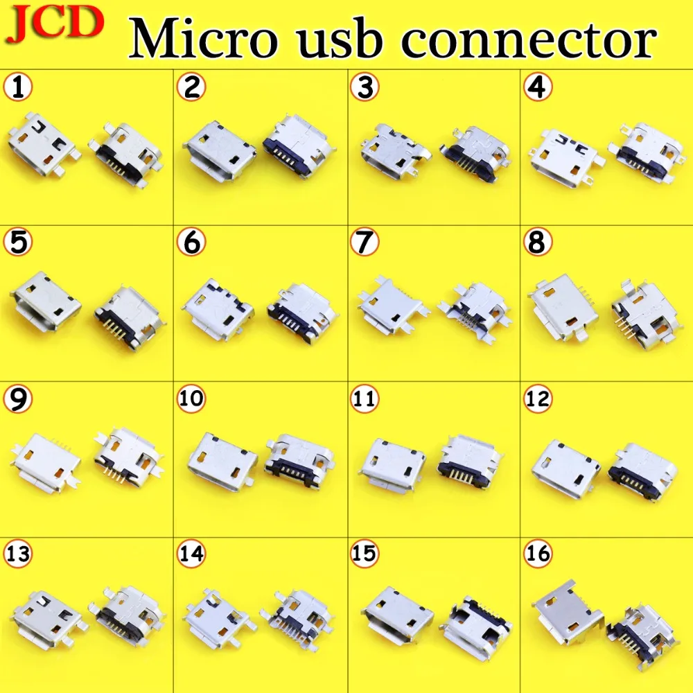 JCD новая модель 16 микро USB разъем гнездо для зарядки V8 порта 5Pin передачи данных
