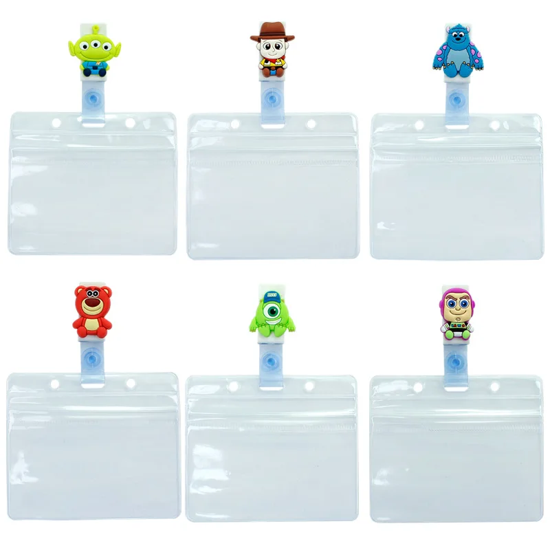 12pcs/set Plastic Cute Cartoon Badge Holder Clip Character Design Card Belt Hospital School Office | Канцтовары для офиса и