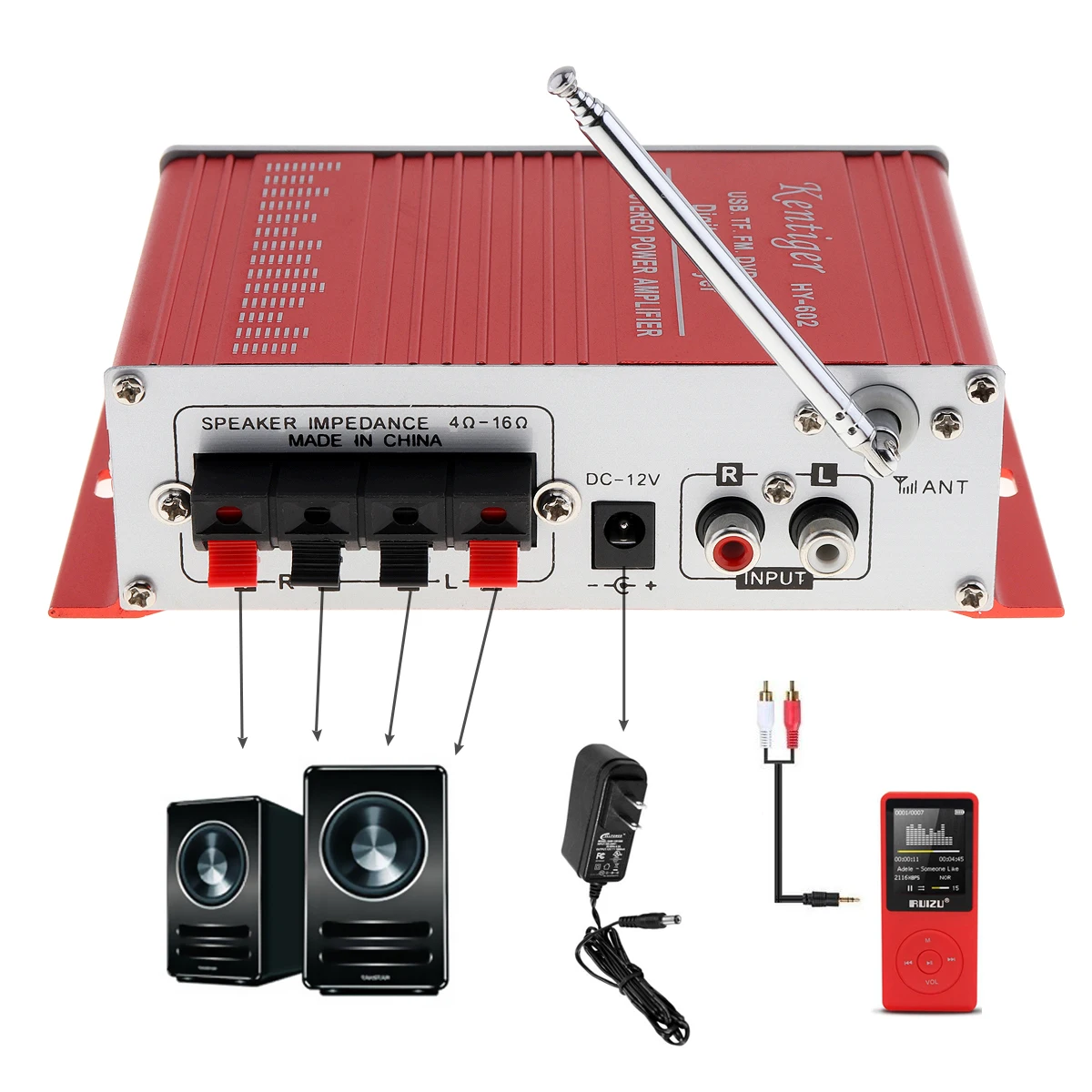 Цифровой аудиоплеер HY 602 Hi Fi автомобильный усилитель FM радио стереоплеер SD USB DVD MP3