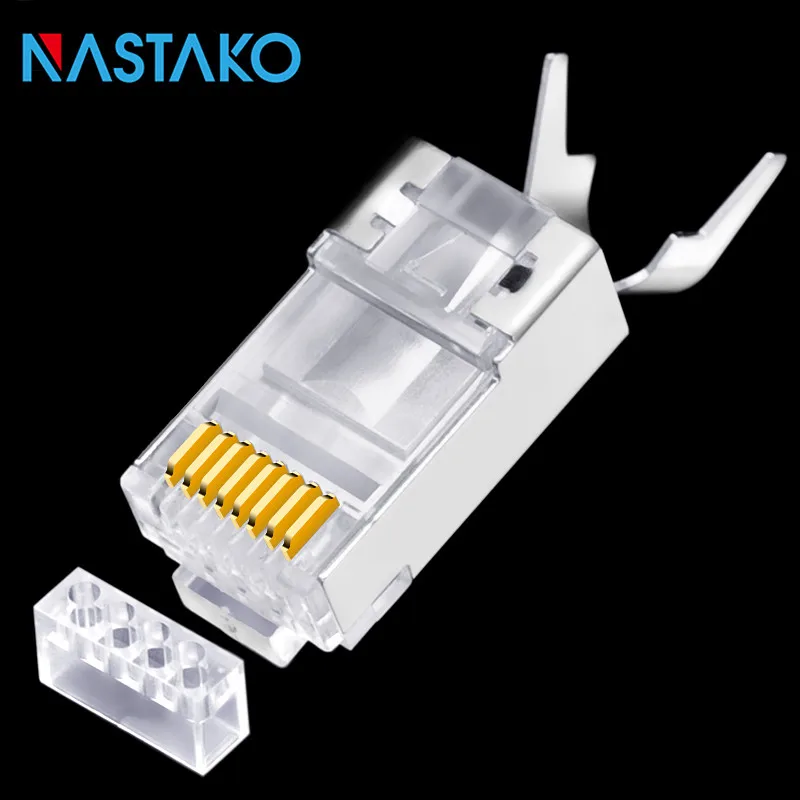RJ45 Cat7 разъем штекер 50U позолоченный Cat6A экранированный 8P8C Ethernet сетевой кабель Cat 7