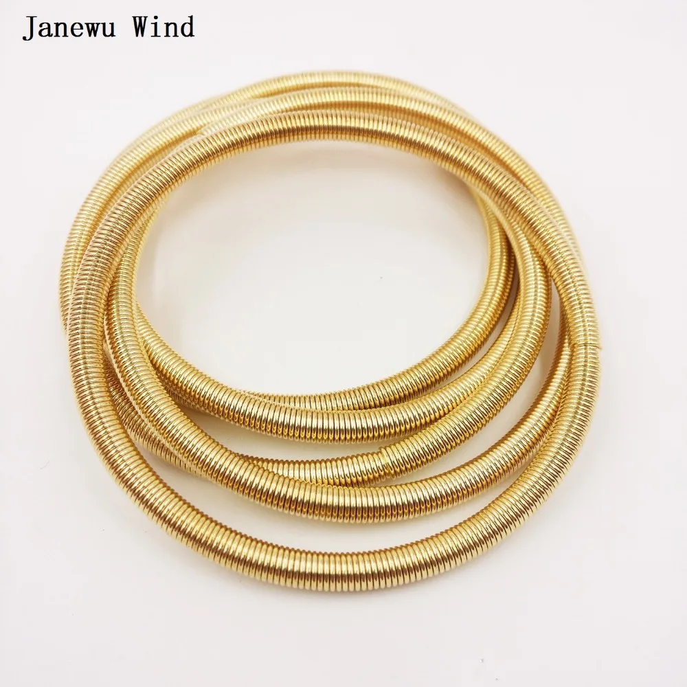 Janewu ветер простой стиль золотой цвет серебряный эластичный браслет женский