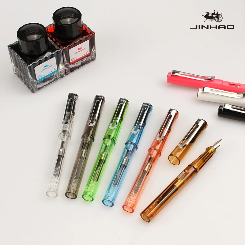 

6 шт. набор JINHAO 599 Роскошная авторучка 0,5 мм перо ABS Прозрачный держатель ручки чернильные ручки для письма школы и офиса