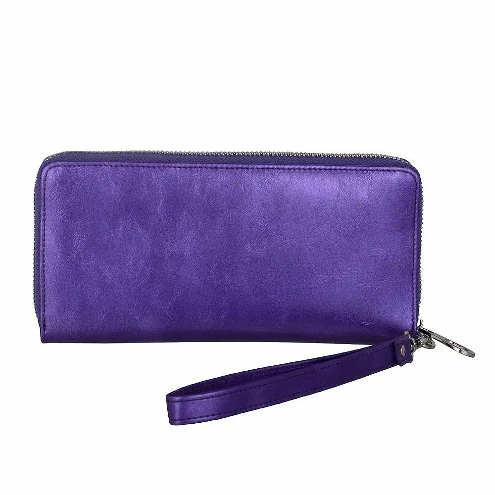 Purple Большой дорожный кошелек, браслет, Женский Rfid блокирующий кошелек из искусственной кожи на молнии, клатч, вместительные кошельки, женский кошелек - Цвет: Purple