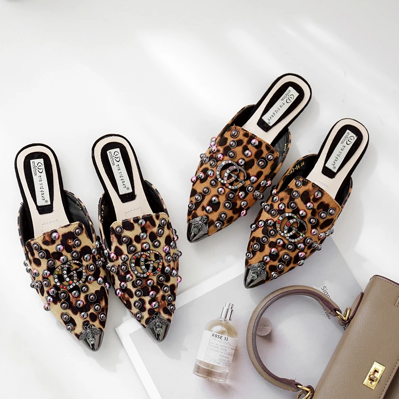 Брендовая Дизайнерская обувь 2019 волнующей маленькой пчелы Леопард с кристаллами