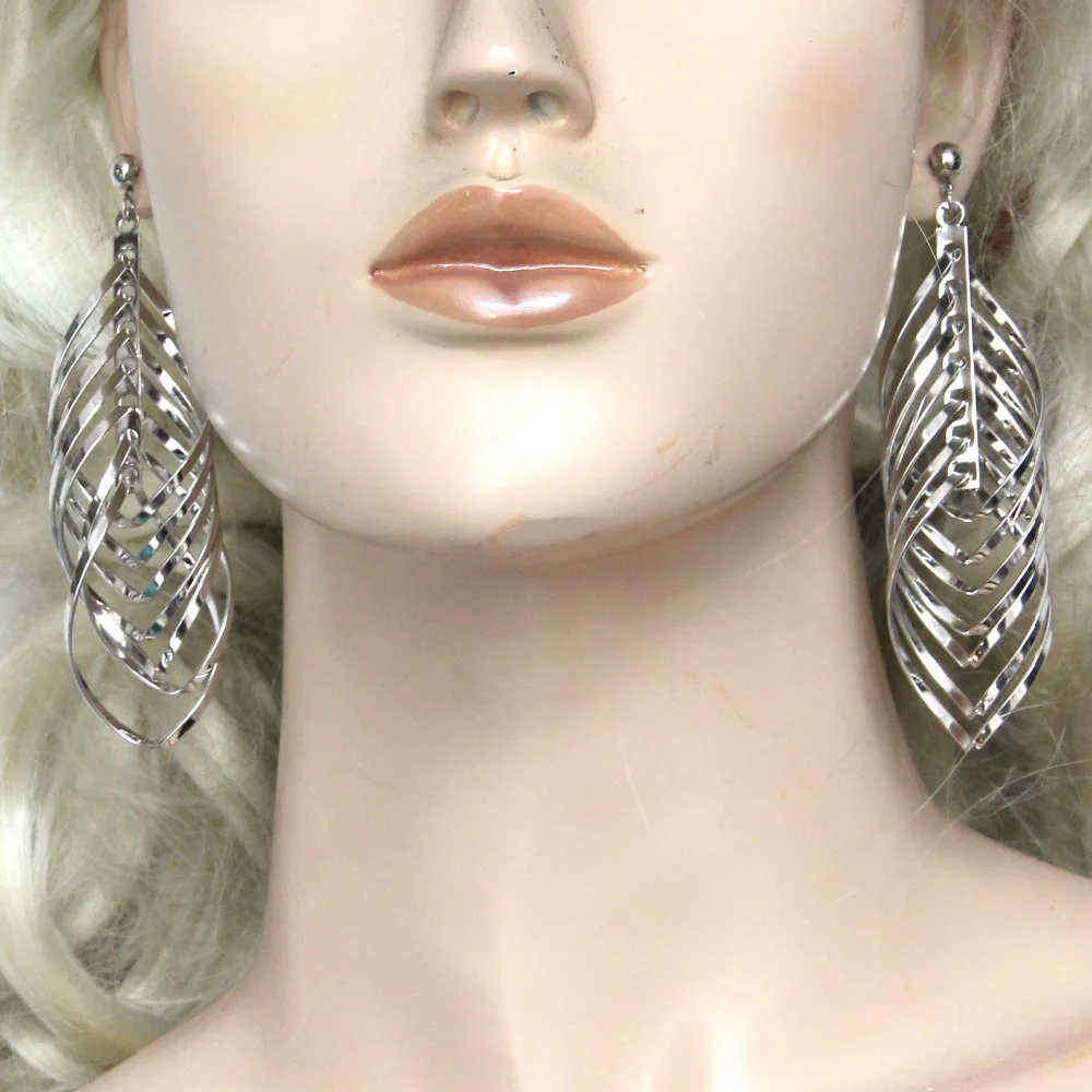 Серьги подвески Женские Геометрические золотистые/Серебристые в индийском