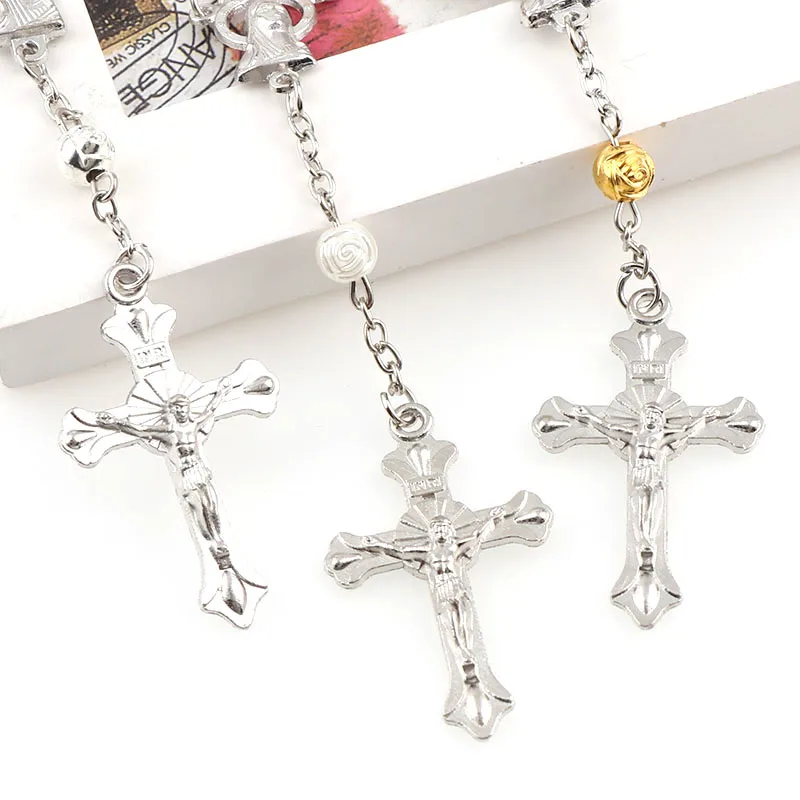 6 мм Пластиковые розовые бусы четки браслет с серебряным Омаром из металла Марии