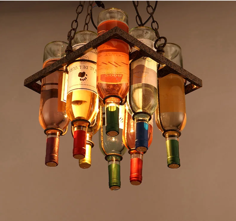 Винтажные подвесные лампы в стиле лофт|lighting dining room|dining roomwine bottle pendant light |