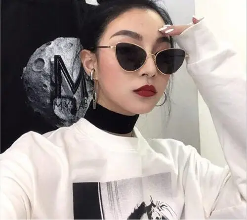 2019 Vintage Sexy Ladies Cat Eye Sunglasses Women Fashion Black Red Eyewear Metal Frame Sun Glasses for Female UV400 Adult | Аксессуары