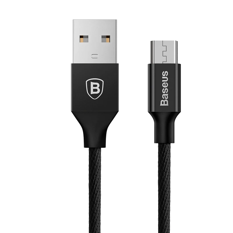 Кабель Micro USB Baseus, кабель для быстрой зарядки и передачи данных, кабель для зарядного устройства Microusb для samsung, Xiaomi, Redmi, Android, кабель для мобильного телефона - Цвет: Black