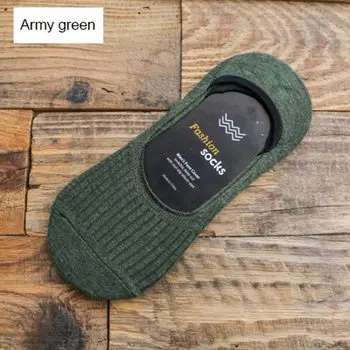 5pairs Army green MWZHH новые стильные летние тонкие мужские невидимые носки дышащие Харадзюку Ретро 10 цветов светильник хлопковые силиконовые Нескользящие носки - Цвет: 5pairs Army green