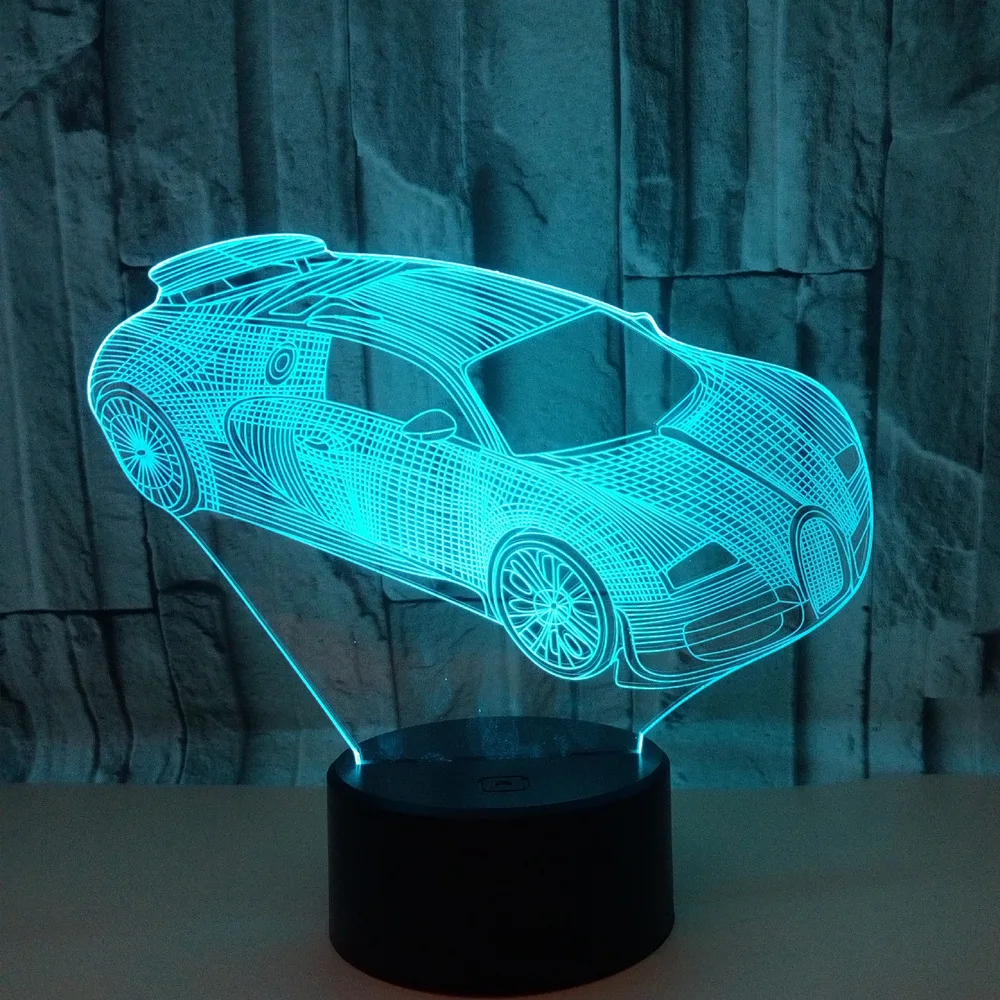 Новый 3d ночник для спортивного автомобиля настольная лампа с дистанционным
