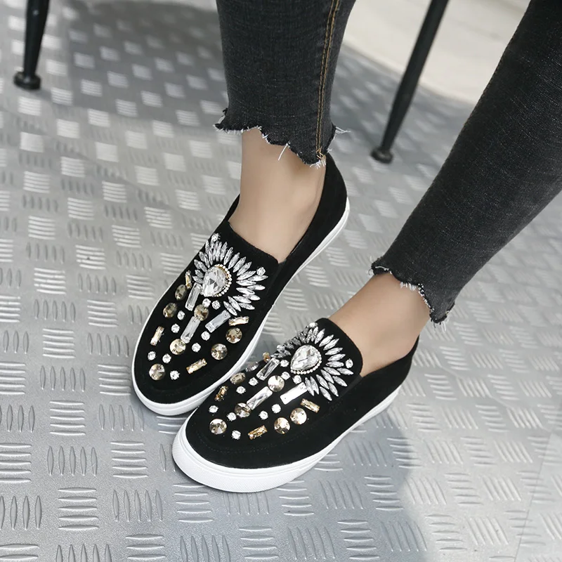 2017big со стразами Женская обувь высокого качества замша женские эспадрильи