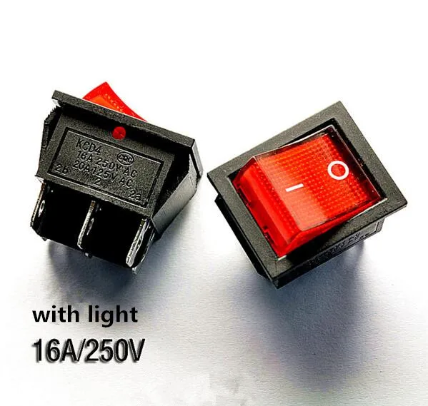 5 шт. 6 контактный красный светильник SPST круглый Кулисный переключатель KCD2 16 А/250 В