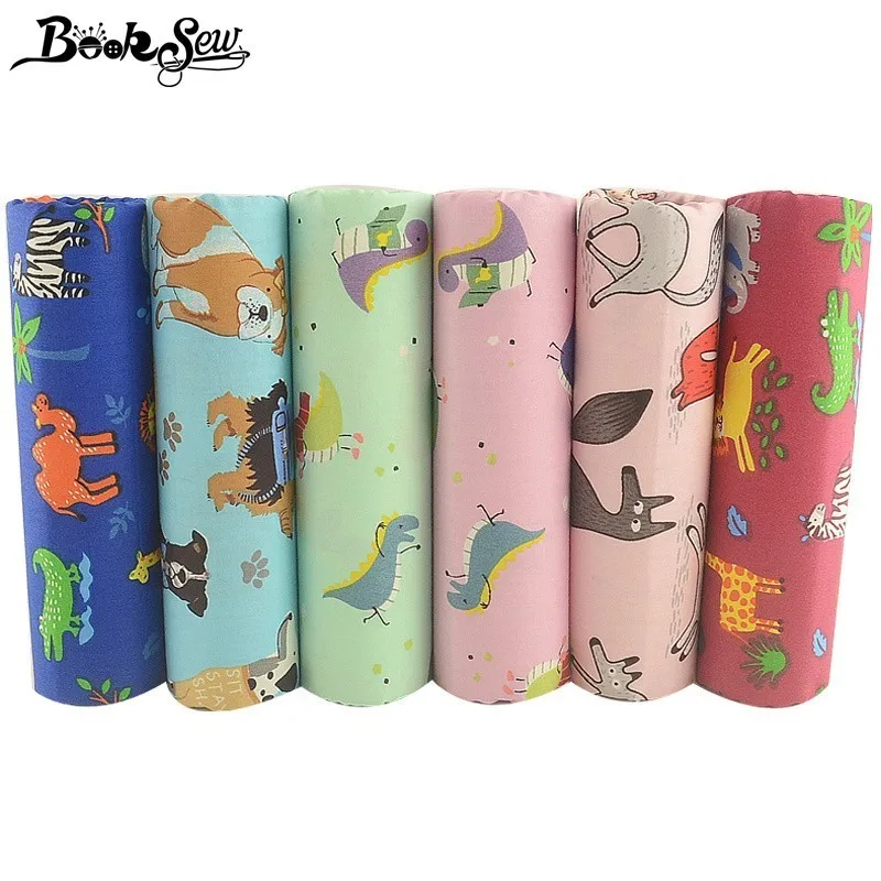 Booksew 100% хлопчатобумажная ткань 6 шт. 40x50 см мультяшный дизайн стежка Telas Подушка