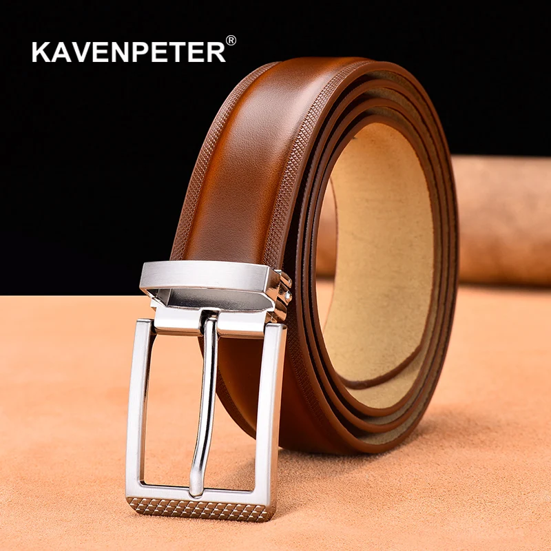 Cinturón de cuero genuino para hombre, de alta calidad hebilla plateada, cinturón informal de piel de vaca, cinturón de negocios, cinturón de vaquero