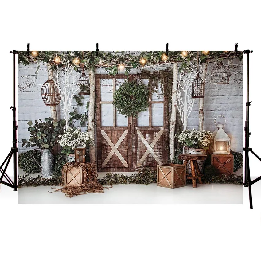 

Photography Background Customized Old Door Leave Light House Decoration Birthday Theme Party Invitation Photocall Photo Studio