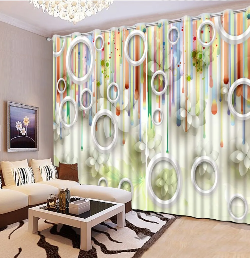 Украшение дома 3d занавески для гостиной окно круг и цветок современные любой