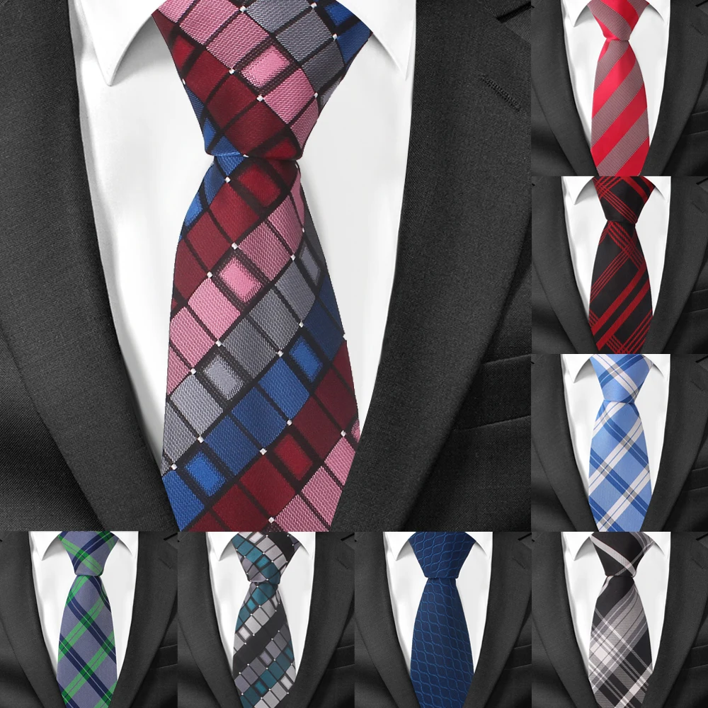 

Men Ties Striped Necktie For Men Business Wedding Ties Male Slim Neckties Gift Gravata Plaid Jacquard Woven 6cm Classic Neck Tie