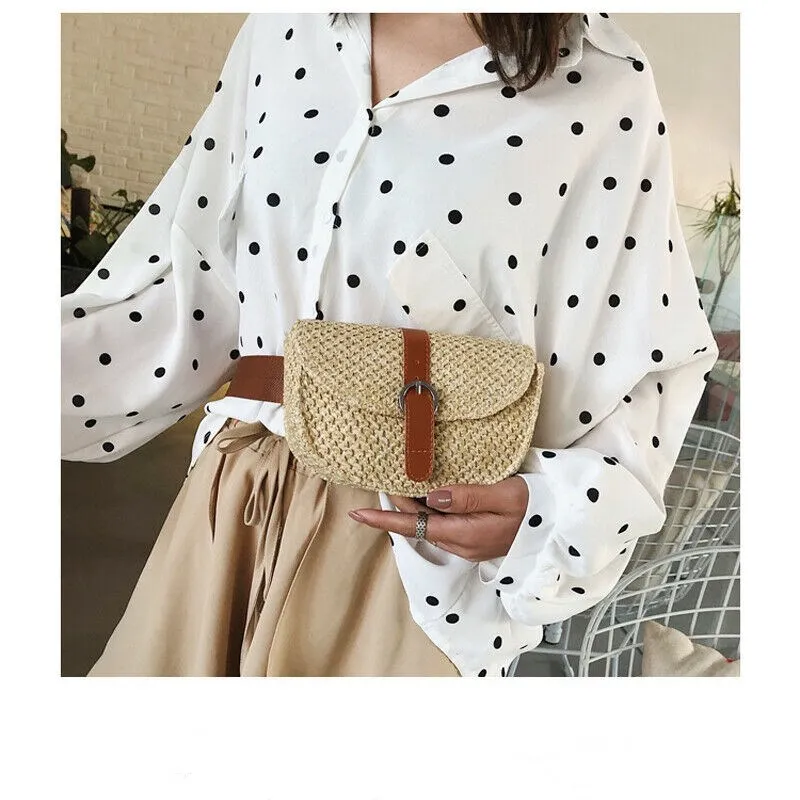 Женская прямоугольная соломенная сумка на плечо из ротанга ручной работы