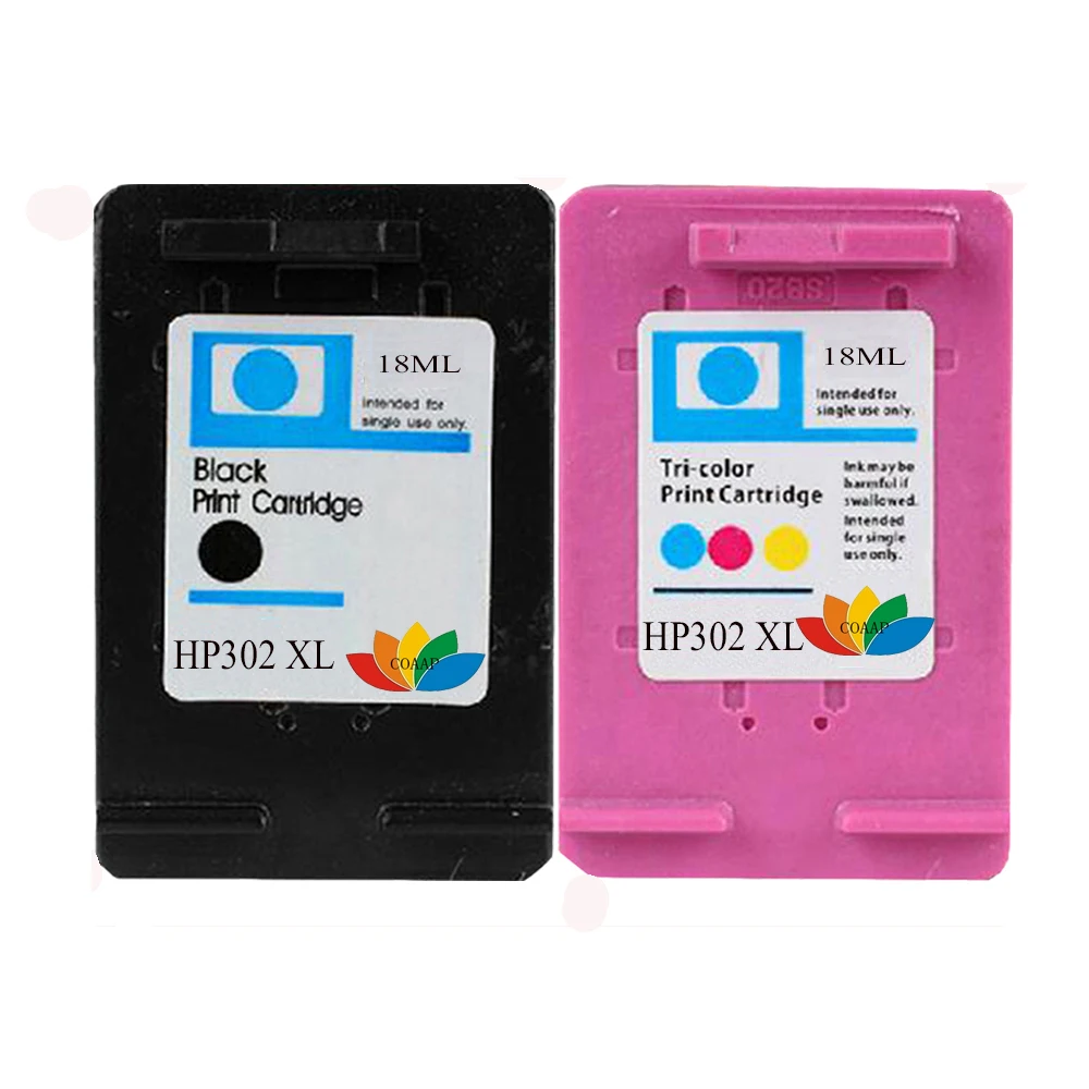 2PK Заправляемый картридж для совместимых HP 302xl DeskJet 2130 2135 1110 3635 3630 OfficeJet 3830 4650 4654 4655