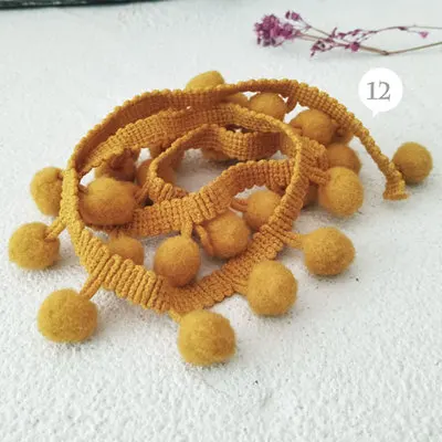 12 turmeric yellow 10 Ярд/Лот, цветная кружевная кисточка, плюшевый шар, бахрома, кружевная отделка, кукла, ручная работа, сделай сам, дозирующая лента, детское кружевное платье, помпон, аксессуары - Цвет: 12 turmeric yellow