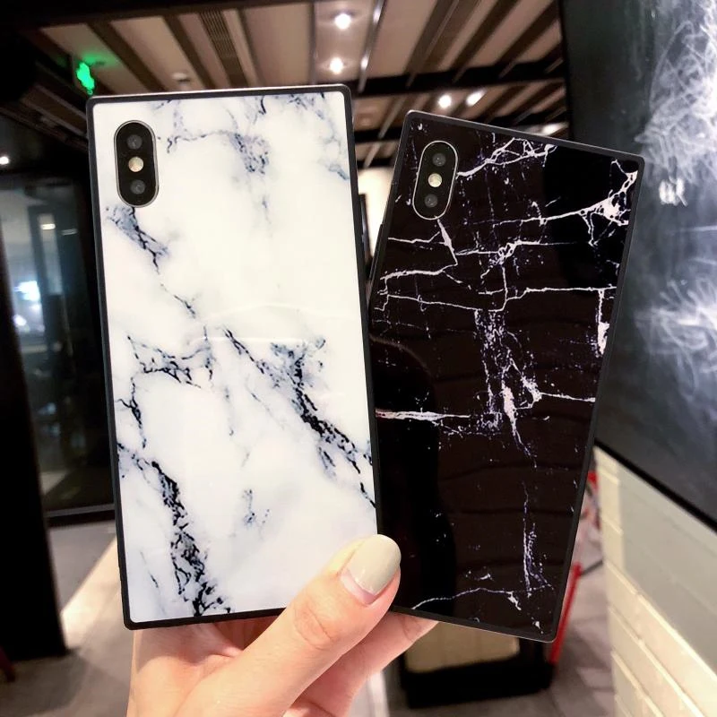 Москадо Квадратный дизайн для чехла iPhone 6 6s 7 8 Plus X Модный гранитный камень мраморной текстуры мягкий TPU кейс на