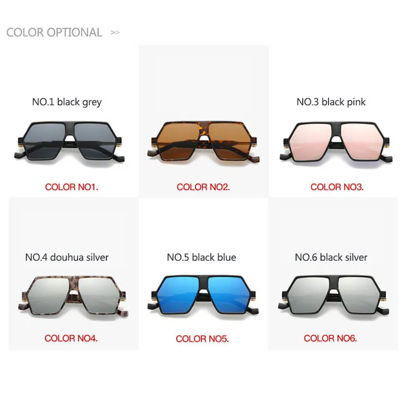 

Q Fashion Polygon Unique Big Box Reflective Flat Lens Vintage Oculos de sol Designer Retro Eyewear Women Sunglasses Oversized