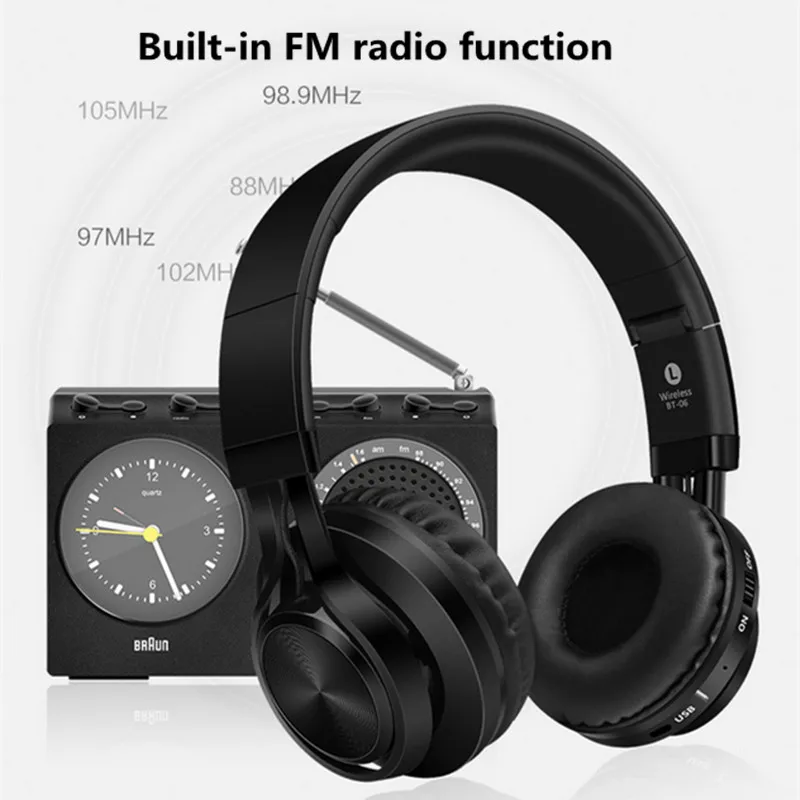 Sound Intone BT-06 Over-ear Wireless Bluetooth 4.0 Headphones Foldable Stereo with Build-in Microphone Wired Music Headsets MP3 |