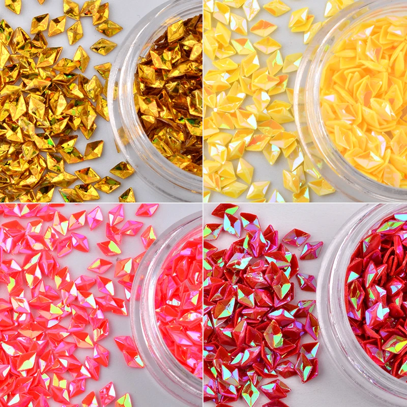 12 цветов дизайн ногтей 3D в форме ромба блестки стразы пудра помада Советы