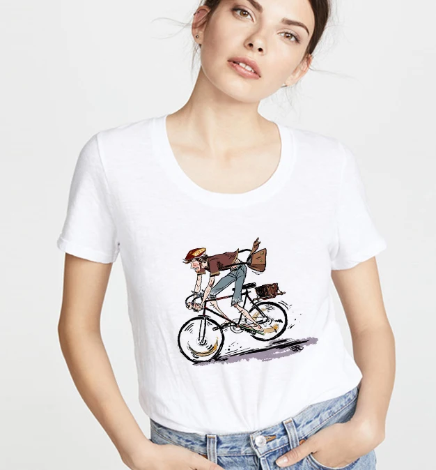 Женская футболка с коротким рукавом Good Bicycle повседневная хлопковая Футболка