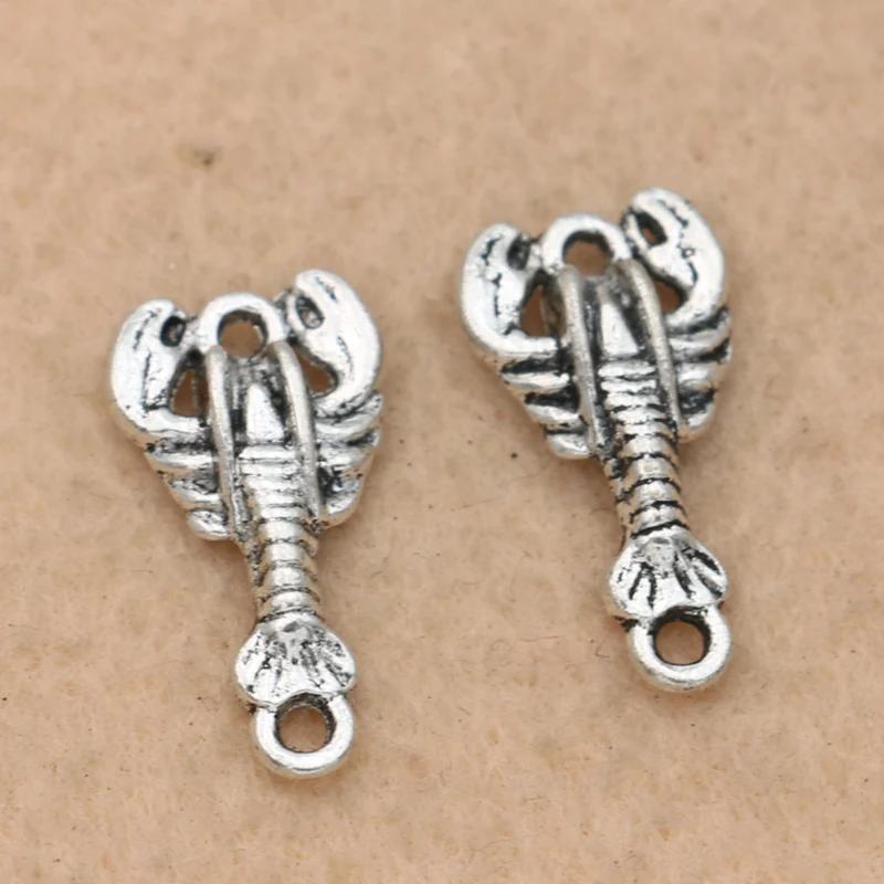 

KJjewel Tibetan Silver Plated Lobster Charms Pendants for Jewelry Making Bracelet Accessories Diy Findings 20x11mm 10pcs