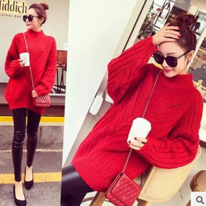 Весенне-осенние женские платья-свитеры зимние Рождественские Длинные свитеры