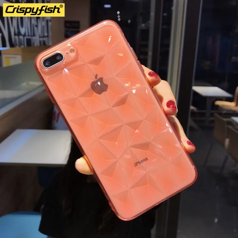 Crispyfish Роскошный Блестящий Бриллиант чехол для телефона для iPhone 6 6s 7 8 plus X Xs XR Xs Max Прозрачный Мягкий ТПУ силиконовый чехол