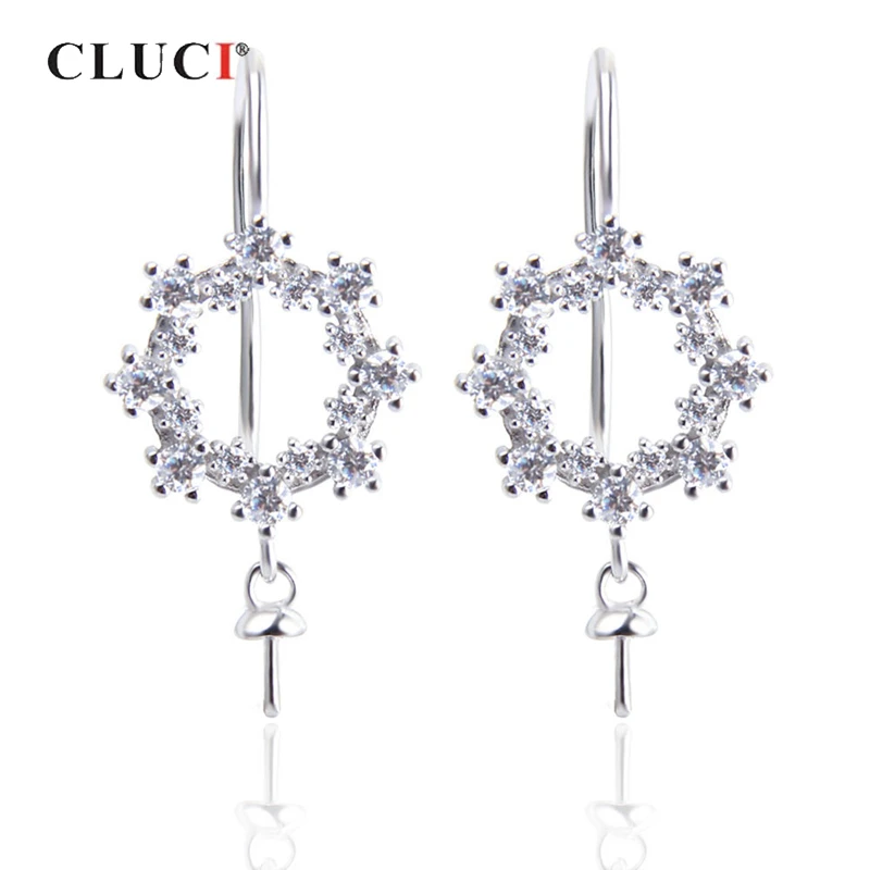 Женские круглые серьги CLUCI серебряные сережки подвески с цирконием и жемчугом из