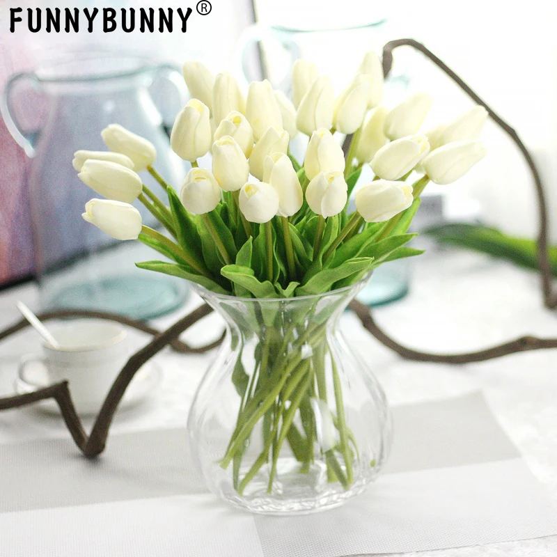 FUNNYBUNNY 4 шт. Искусственные цветы тюльпаны Свадебные букеты ЦВЕТЫ ПУ букет цветов