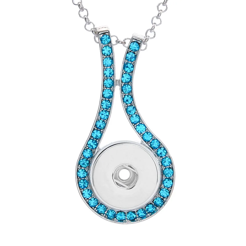 

Hot Sale 195 Rhinestone Water Drop Snaps Button Necklace Pendant Necklace Fit 18mm Buttons For Women Charm jewelry
